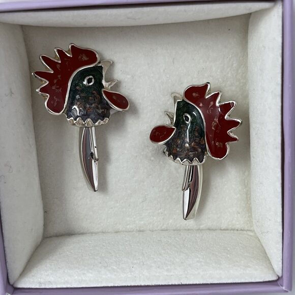 Rooster Cufflinks 925 STERLING SILVER Fratelli Peruzzi Handcrafted in Italy - Picture 5 of 16